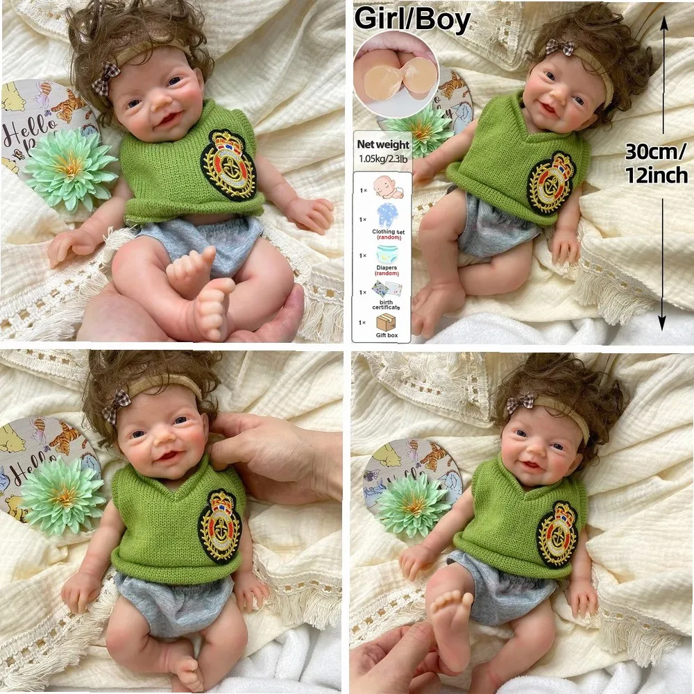 Reborn Baby Doll Silicone Realistic - 12 İnç Silikon Yeniden Doğmuş Bebek,