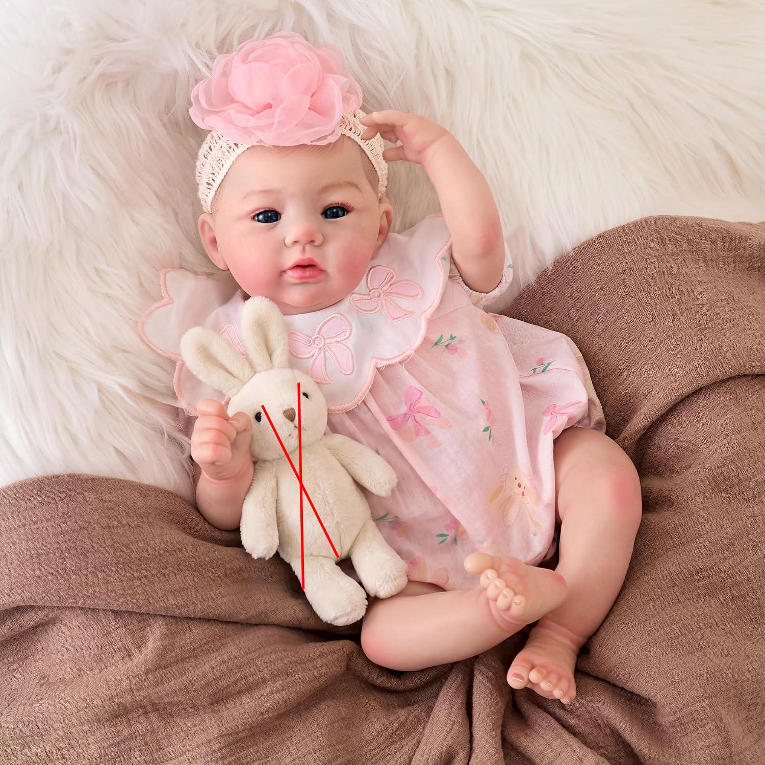 Reborn Baby Doll Silicone Realistic - Abigail 48 cm, gerçekçi görünümlü, boyalı,